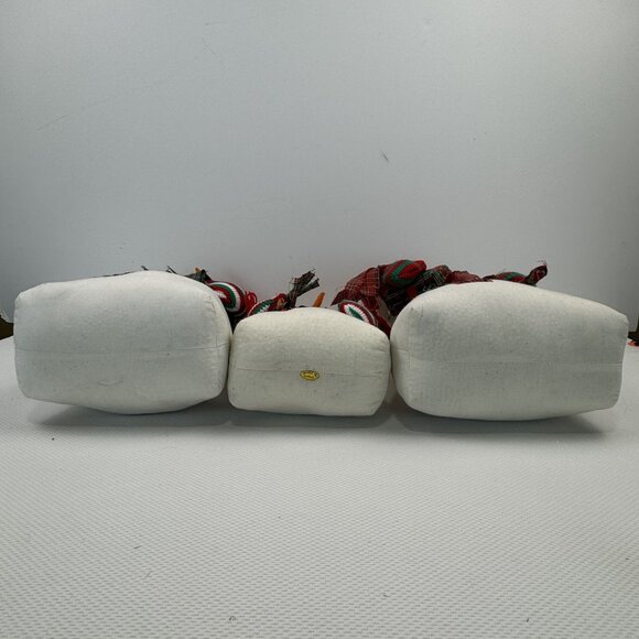 Vintage 1997 Set Of 3 Cotton Snowman Shelf Sitters Holiday Plaid Scarves 13"-16" - Picture 8 of 14